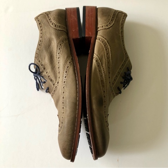 Cole Haan Men's Nike Air Colton Olive Taupe Distressed Leather Wingtip Oxfords - Picture 6 of 9